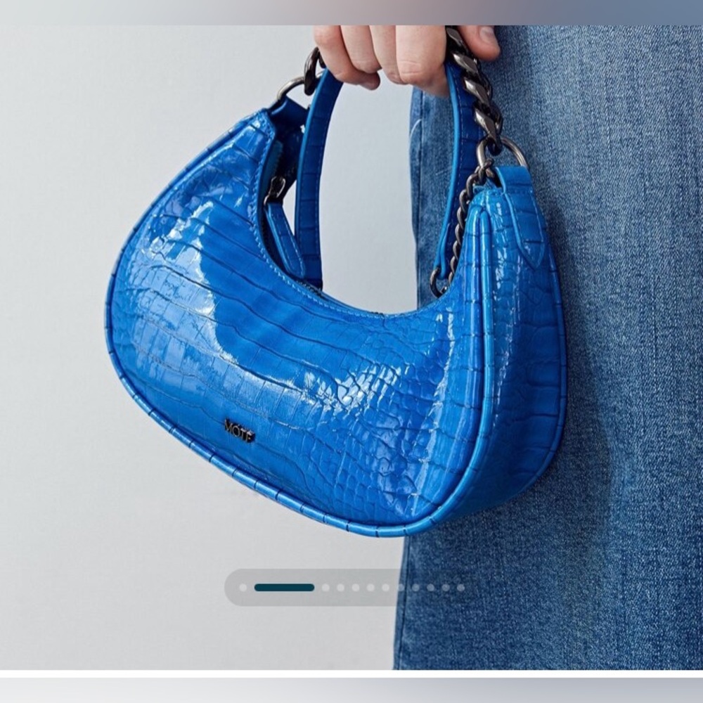 MOTF Vibrant Blue Croc-Embossed Shoulder Bag
